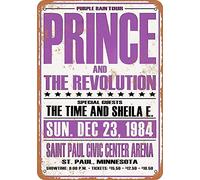 Ingzzaac Purple Rain Tour Prince And The Revolution Metal Tin Signs Music Festival Plaque Wall Decor Art for Home Bedroom Livingroom Bar Pub Fans Gifts 8"x12"
