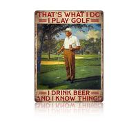 Ingzzaac Retro Vintage Poster Golf I Drink and Know Things Funny Tin Sign Garage Rules Bar Pub Diner Cafe Wall Home Decor Art 8"x12"