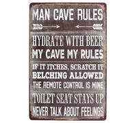 Ingzzaac Rules Hydrate With Beer Metal Tin Wall Home Decor Art Plaque Retro Vintage 8"x12"