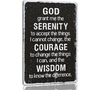 Ingzzaac Serenity Prayer Wall Art Bible Verse Metal Sign Inspiraional Quotes Christian for Office Black and White Religious Gifts Men Women 8"x12"