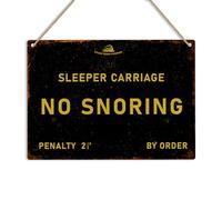 Ingzzaac Sleeper Train Carriage Vintage Metal Sign Funny No Snoring Retro Bedroom Plaque Retro Metal Sign Tin Sign 8X12 Inches