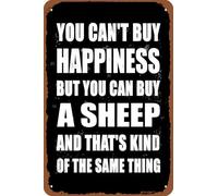 Ingzzaac Tin Metal Sign You Can't Buy Happiness But Can a Sheep Vintage Style Wall Decor 8"x12"
