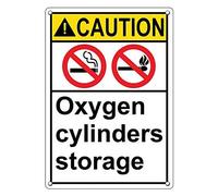 Ingzzaac Tin Sign Caution Oxygen Cylinders Storage Sign 8 X 12 Inch