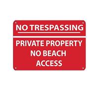 Ingzzaac Tin Sign No Trespassing Private Property No Beach Access 12" X 8"