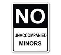 Ingzzaac Tin Sign No Unaccompanied Minors Street Sign 12" X 8"