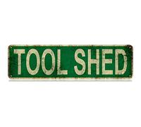 Ingzzaac Tool Shed Slim Tin Sign Street Funny Metal Sign Wall Decor For Bedroom Farm Home Bar Garage Man Cave Wall Art Gift 4×16 Inch