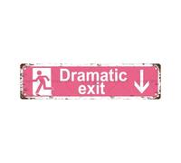 Ingzzaac Vintage Metal Sign Dramatic Exit (Down Arrow) Sign For Home Decoration,Living Room,Dining Room,Bedroom And Other Spaces-4×16 Inch