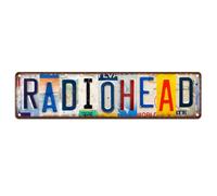 Ingzzaac Vintage Metal Wall Art License Plate Radiohead Sign,Suitable For Home Decoration, Living Room, Dining Room, Bedroom And Other Spaces 4×16 Inch
