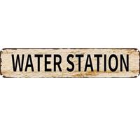 Ingzzaac Vintage Tin Sign Water Station Metal Tin Sign For Home Decoration,Living Room,Dining Room,Bedroom And Other Spaces-4×16 Inch