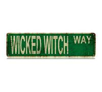 Ingzzaac Wicked Witch Way Slim Tin Sign Street Funny Metal Sign Wall Decor For Bedroom Farm Home Bar Garage Man Cave Wall Art Gift 4×16 Inch