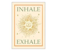 Inhale Exhale Positive Print Mindfulness Home Decor Yellow Yoga Wall Art Inspirational Positivity Quote Bedroom Poster Zen Gifts (A5, Print Only)