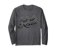 Inhale Exhale Retro Typography Mindful Breathing Design Long Sleeve T-Shirt