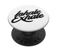 Inhale Exhale Retro Typography Mindful Breathing Design PopSockets Adhesive PopGrip