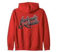 Inhale Exhale Retro Typography Mindful Breathing Design Zip Hoodie