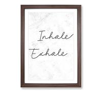 Inhale Exhale V2 Typography Framed Print | A2 Walnut Framed Wall Art | Ready to Hang | Modern Positive Affirmations Picture | Living Room Bedroom Lounge Office