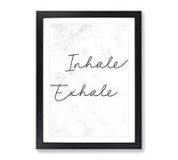 Inhale Exhale V2 Typography Quote Framed Print | A2 Black Framed Wall Art | Ready to Hang | Modern Positive Affirmations Picture | Living Room Bedroom Lounge Office