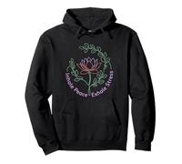 Inhale Peace Exhale Stress Lotus Botanical Pullover Hoodie