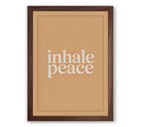 Inhale Peace Minimalist Framed Wall Art Print A3 (42×29.7cm) Walnut, Wall Decor for Living Room, Bedroom, Office & Home, Ready to Hang, Art Gift