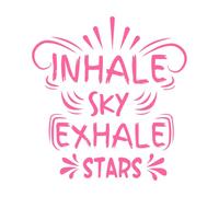 Inhale Sky Exhale Stars Quotes Vinyl Art Sticker 42x44.5cm Store Decoration Pink