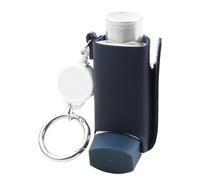 Inhaler Case,Asthma Inhaler Holder Keychain,Inhaler Cover,Retractable Clip PU Leather Protective Travel Handy Mini Holster for Kids and Adults.Carrying Case with Carabiner Clip,Inhaler (Blue)