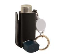 Inhaler Case,Asthma Inhaler Holder Keychain,Inhaler Cover,Retractable Clip PU Leather Protective Travel Handy Mini Holster for Kids and Adults.Carrying Case with Carabiner Clip,Inhaler (Black)