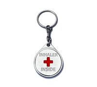 Inhaler Inside Alert Premium Tag/Keyring - Durable Metal Medical Tag for Asthma Emergency, Backpack/Bag Identifier