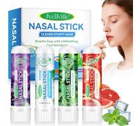 Inhaler Nasal Stick, 4pcs Nasal Stick - Nose Inhaler for Blocked Nose, Relief from Catarrh, colds and Blocked Sinuses,Fresh Cooling Sensation, Made with Essential Oils and Menthol