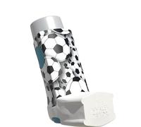 Inhaler Tailor Asthma Inhaler Cover - 3D Footballs, Shorter | Vegan leather case sleeve for shorter style inhalers. Eyelet for keychain/lanyard. Handmade in England. Over 30 designs
