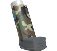 Inhaler Tailor Asthma Inhaler Cover - Camouflage Green, Ventolin | Vegan leather case sleeve for Ventolin style inhalers. Eyelet for keychain/lanyard. Handmade in England. Over 30 designs