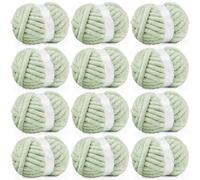 Inhand 12 Pack Chunky Chenille Yarn for Crocheting-30.6 Yards, 7.7oz, Soft Fluffy Thick Yarn, Gifts for Women/Grandma Birthday Christmas Unique, Hand Knitting for Blankets & DIY Crafts (Sage Green)