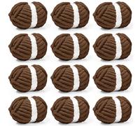 Inhand 12 Pack Chunky Chenille Yarn for Crocheting-30.6 Yards, 7.7oz, Soft Fluffy Thick Yarn,Gifts for Men/Women Birthday Christmas Unique,Hand Knitting for Blankets&DIY Crafts (Coffee)