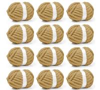 Inhand 12 Pack Chunky Chenille Yarn for Crocheting-30.6 Yards, 7.7oz, Soft Fluffy Thick Yarn,Gifts for Women/Grandma/Men Birthday Christmas Unique,Hand Knitting for Blankets&DIY Crafts (Khaki)