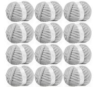 Inhand 12 Pack Chunky Chenille Yarn for Crocheting-30.6 Yards, 7.7oz, Soft Fluffy Thick Yarn,Gifts for Women/Grandma/Men Birthday Christmas Unique,Hand Knitting for Blankets&DIY Crafts (Light Gray)
