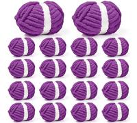 Inhand 18 Pack Chunky Chenille Yarn for Crocheting-30.6 Yards, 7.7oz, Soft Fluffy Thick Yarn,Gifts for Women/Grandma/Men Birthday Christmas Unique,Hand Knitting for Blankets&DIY Crafts (Dark Purple)