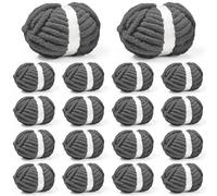 Inhand 18 Pack Chunky Chenille Yarn for Crocheting-30.6 Yards, 7.7oz, Soft Fluffy Thick Yarn,Gifts for Men/Women Birthday Christmas Unique,Hand Knitting for Blankets&DIY Crafts (Charcoal Gray)