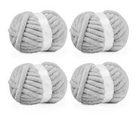 Inhand 4 Pack Chunky Chenille Yarn for Crocheting-30.6 Yards, 7.7oz, Soft Fluffy Thick Yarn,Gifts for Women/Grandma/Men Birthday Christmas Unique,Hand Knitting for Blankets&DIY Crafts (Light Gray)