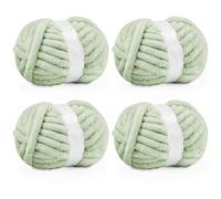 Inhand 4 Pack Chunky Chenille Yarn for Crocheting-30.6 Yards, 7.7oz, Soft Fluffy Thick Yarn, Gifts for Women/Grandma Birthday Christmas Unique, Hand Knitting for Blankets & DIY Crafts (Sage Green)