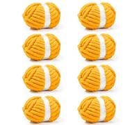 Inhand 8 Pack Chunky Chenille Yarn for Crocheting-30.6 Yards, 7.7oz, Soft Fluffy Thick Yarn,Fall Decor Gifts for Women/Grandma Birthday Unique,Hand Knitting for Blankets&DIY Crafts (Gold)