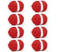 Inhand 8 Pack Chunky Chenille Yarn for Crocheting-30.6 Yards, 7.7oz, Soft Fluffy Thick Yarn, Gifts for Women/Grandma Birthday Christmas Unique, Hand Knitting for Blankets & DIY Crafts (Red)