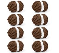 Inhand 8 Pack Chunky Chenille Yarn for Crocheting-30.6 Yards, 7.7oz, Soft Fluffy Thick Yarn,Gifts for Men/Women Birthday Christmas Unique,Hand Knitting for Blankets&DIY Crafts (Coffee)