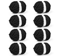 Inhand 8 Pack Chunky Chenille Yarn for Crocheting-30.6 Yards, 7.7oz, Soft Fluffy Thick Yarn,Gifts for Men/Women Birthday Christmas Unique,Hand Knitting for Blankets&DIY Crafts (Black)