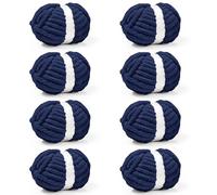 Inhand 8 Pack Chunky Chenille Yarn for Crocheting-30.6 Yards, 7.7oz, Soft Fluffy Thick Yarn,Gifts for Men/Women Birthday Christmas Unique,Hand Knitting for Blankets&DIY Crafts (Navy Blue)