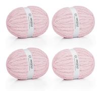 Inhand Baby Pink Chunky Chenille Yarn for Hand Knitting,Thick Bulky Mom Blanket Yarn for Crocheting,Soft Fluffy Yarn for Mother’s Day Gifts and Crafts for Women/Grandma,4 Pack (29.5Yds/8.4oz Each)