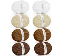 Inhand Chunky Chenille Yarn for Hand Knitting, Thick Bulky Blanket Yarn for Crocheting, Soft Fluffy Yarn for Crochet Gifts & Crafts for Women/Beginners, 8 Pack (29.5 yds/8.4 oz Each), Brown-Mix