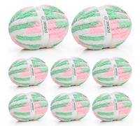 Inhand Chunky Chenille Yarn for Hand Knitting, Thick Bulky Blanket Yarn for Crocheting,Soft Fluffy Yarn for Crochet Gifts & Crafts for Women/Beginners,8 Pack (29.5 yds/8.4 oz Each), Pink & Green