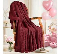 inhand Claret Knitted Throw Blanket for Couch Bed, Mothers Day/Mom Birthday Gifts for Mom from Daughter Son, Soft Lightweight with Tassels, Farmhouse Warm Decorative Blanket for Women, 60"x80"