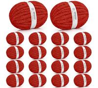 Inhand Classic Red Chunky Chenille Yarn for Hand Knitting,Thick Bulky Mom Blanket Yarn for Crocheting,Soft Fluffy Yarn for Mother’s Day Gifts and Crafts for Women/Grandma,18 Pack (29.5Yds/8.4oz Each)