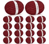 Inhand Dark Red Chunky Chenille Yarn for Hand Knitting,Thick Bulky Mom Blanket Yarn for Crocheting,Soft Fluffy Yarn for Mother’s Day Gifts and Crafts for Women/Grandma,18 Pack (29.5Yds/8.4oz Each)