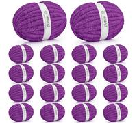 Inhand Grape Purple Chunky Chenille Yarn for Hand Knitting,Thick Bulky Mom Blanket Yarn for Crocheting,Soft Fluffy Yarn for Mother’s Day Gifts and Crafts for Women/Grandma,18 Pack (29.5Yds/8.4oz Each)