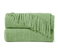 inhand Knitted Basil Throw Blanket for Couch Bed,Chunky Chenille Woven Soft Warm Christmas Blankets Gifts for Women with Tassels,Lightweight Cozy Boho Farmhouse Fall Winter Decor,60"x80",Medium Thick